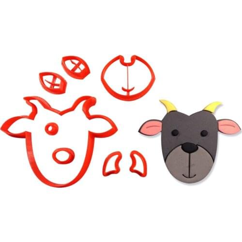 Cute Animal Goat Face Body Silhouette Shape 3D Printed Custom Made Fondant Cookie Cutters Kids DIY Home Baking Tools