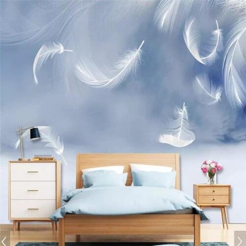 HD simple white feather background wall professional production mural factory wholesale wallpaper mural poster photo wall