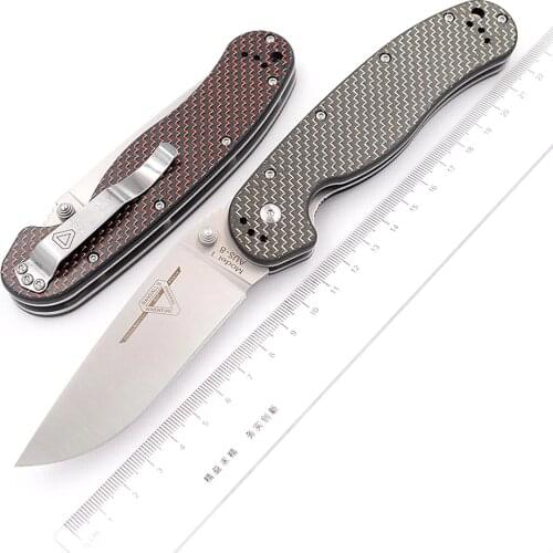 JUFULE Ontario Rat 1 AUS 8 steel Blade Carbon Fiber Handle Folding Blade Tactical Survival Camping outdoor dinner kitchen knife
