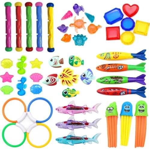 3pcs/4pcs Set Childrens Summer Swimming Diving Toy Set Shark Diving Fish Water Game Childrens Swimming Pool Training Water Toy