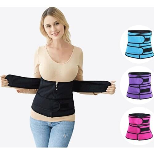 Corrective Belly Slimming Belt Body Shaper Tightening Corset Waist Trainer Double Belt Zipper Velcro Waist Trainer Sweat Belt