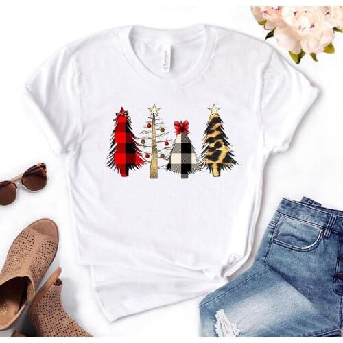 Leopard plaid christmas tree Women Tshirts Cotton Casual Funny t Shirt For Lady Yong Top Tee Hipster PH-4