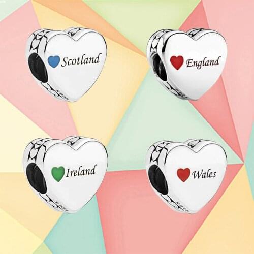 Hot Selling 100% 925 Silver Scotland Welsh Love Charms Suitable For Original Bracelet Diy Jewelry Girls Fashion Accessories