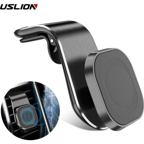 USLION 360 Metal Magnetic Car phone Holder For xiaomi redmi note 10 Air Vent Magnetic car Holder GPS Mount Holder magnet Stand