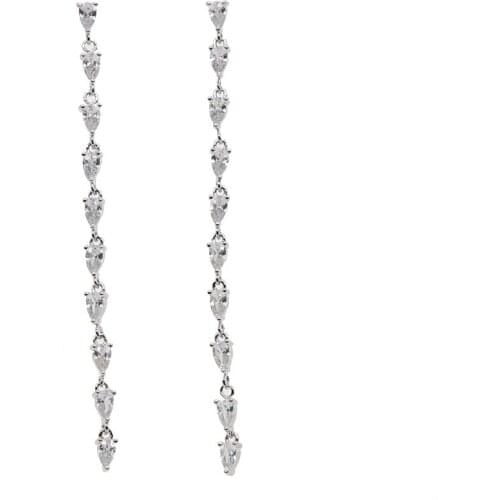 Trendy earrings 2018 long chain Drop cz Earrings Fashion Rhinestones Link Chain Long Earrings for Women Jewelry