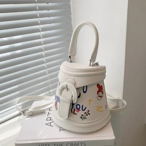 Fashion Womens Bucket Bags PU Leather Messenger Bag High Quality Retro Shoulder Bag Simple Crossbody Handbags 2021 Summer New