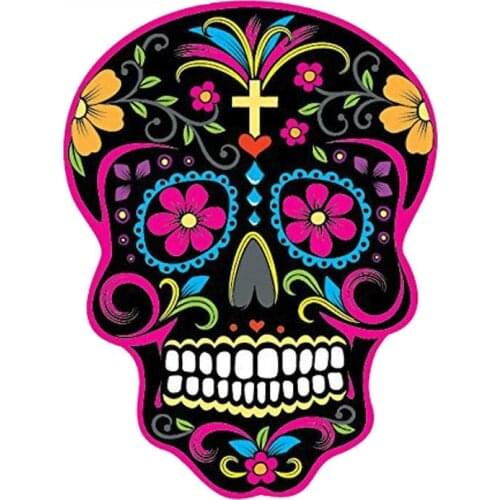 Personality Car Sticker MEXICAN SUGAR SKULL Classic Reflective Cover Scratch Decals,14cm*13cm