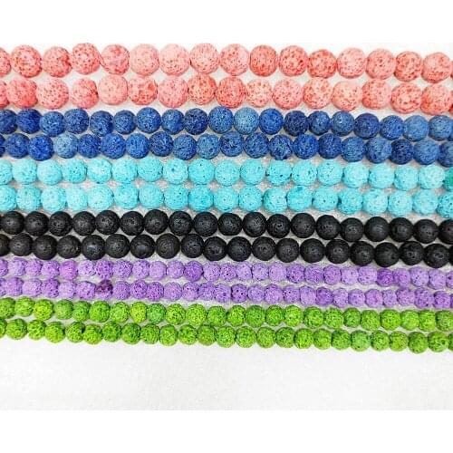 Natural Stone Colored Volcanic Rock Beads 6-10mm Volcanic Rock Round Beads for Jewelry Making DIY Necklace Bracelet Accessories
