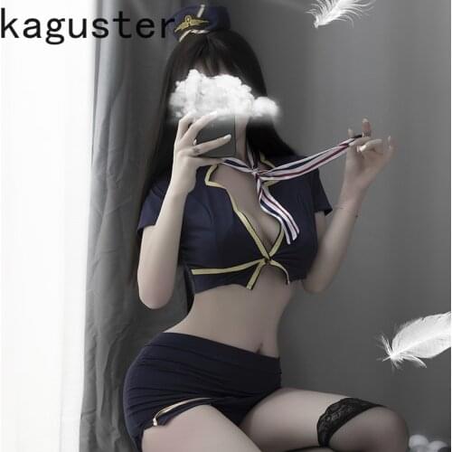 2019 New Maid Cosplay Costumes Flight Attendant Sexy Lingerie Set Underwear Servant Erotic Outfit Babydoll Porno Nightgown