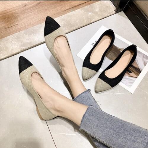 New 2021 Spring Women Slip on Flat Loafers Pointed Toe Shallow Ballet Flats Shoes Casual Flat Shoes Ballerina Flats Zapa Size 39