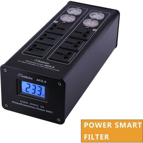 Weiduka Upgraded Version 3000W AC8.8 Audio Power Filter Purifier Conditioner Lightning Protection AC Power Outlet LED Display