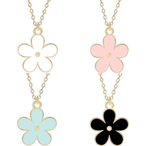 Color Flower Necklace Cute Mini Alloy Daisy Plant Pendant Necklace For Women Sweet Beauty Sex Necklace Jewelry Free Shipping