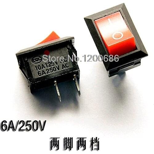 Rocker Power Switch KCD1-101 Red 2 feet 2 files 6A / 250V
