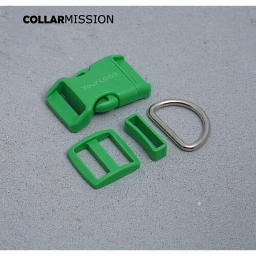 Plastic buckle+Tri-Glid+square keeper+D ring) DIY engraved dog collar green 25mm webbing sewing accessory high quality