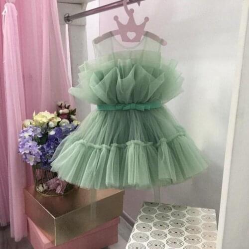 Flower Girl Dress For Wedding Party Gown High-Low Tulle Kid Birthday Princess Dresses First Communion Gowns