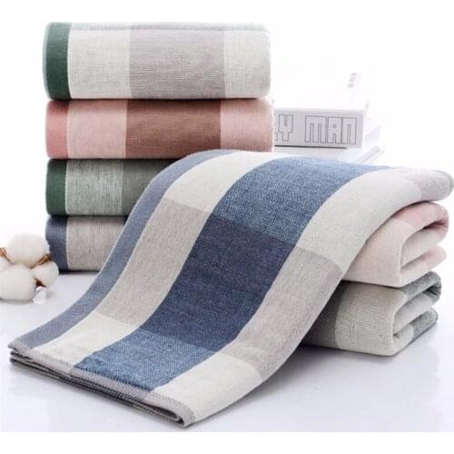 Classic Cotton Plaid Sofe Face Towel Hand Hair Drying Household Bath Towels For Adult Travelling Washcloth Rectangle Home Towels