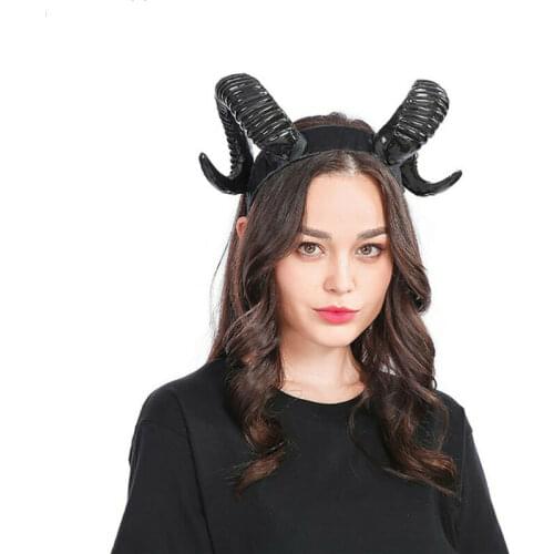 Women Men Adults Sheep Horn Headband Cosplay Decor Hair Clip Xmas Halloween Headwear Hairband Props Demon Evil Gothic Handmade