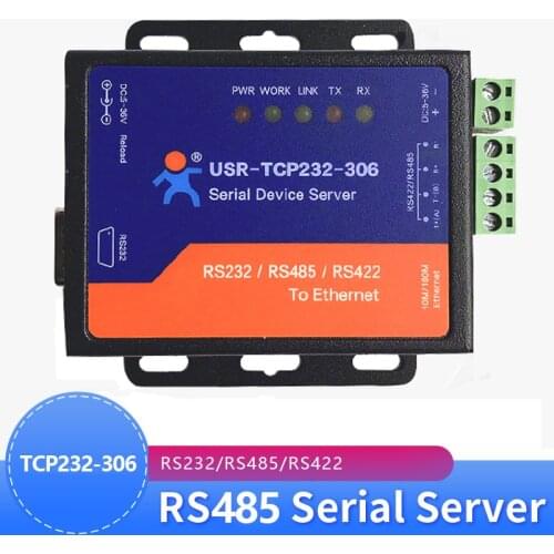 USR-TCP232-306 Industrial Serial port RS232/RS485/RS422 to Ethernet TCP/IP Server converter for building automation system