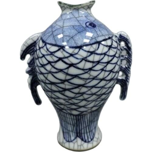 Early collection of second-hand blue and white fish shaped bottles