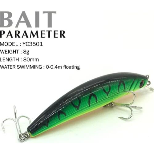 Fishing Lure 80mm/8g 0-0.4m Floating Super Sinking Minnow quality professional Hard bait Fishing Tackle
