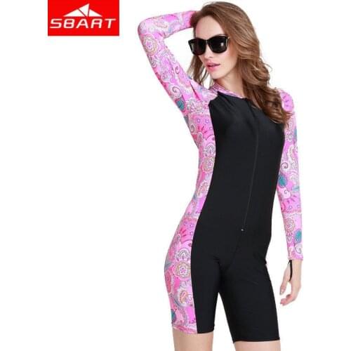SBART 1MM Swimming Wetsuits Hot Summer Lycra Upf50 Long Sleeve Short Pant Womens Windsurf Swimming Surfing Diving Wetsuits