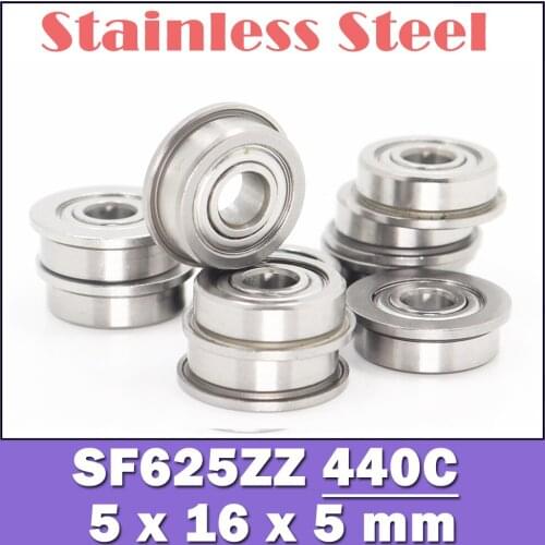 SF625ZZ Flange Bearing 5x16x5 mm 10PCS Double Shielded Stainless Steel Flanged SF625 Z ZZ Ball Bearings SF625Z F625 Z