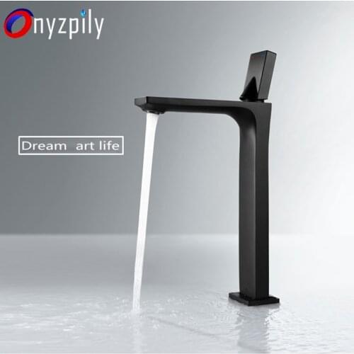 Full-copper black paint basin faucet Nordic simple and convenient cold and hot household basin faucet