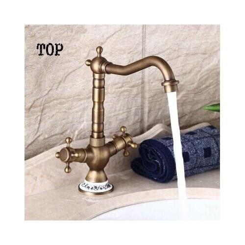 Dual handle vintage sink faucet bathroom faucet basin mixer ceramic porcelain water mixer sink tap