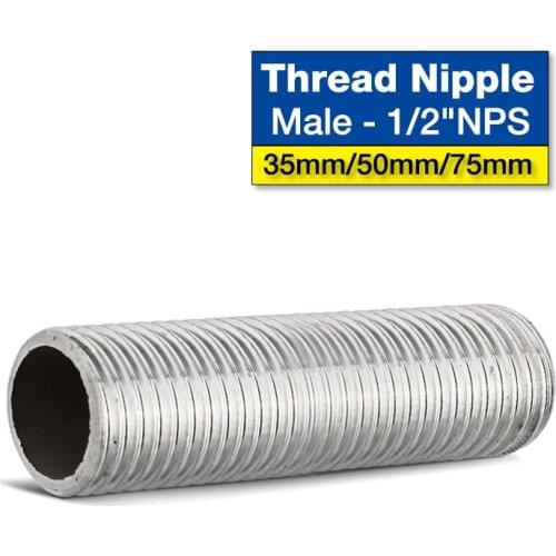 1/2"NPS Full Thread Nipple,35mm / 50mm / 75mm Length Stainless Steel 304 Male Nipples Pipe Fitting Homebrew Hardware
