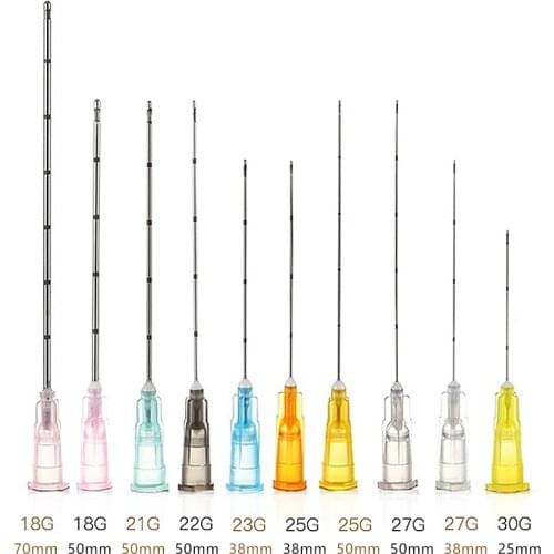 Hot Selling 10pcs Stainless SteeI 18G 21G 22G 23G 25G 27G 30G 32G 34G Blunt Micro Cannula