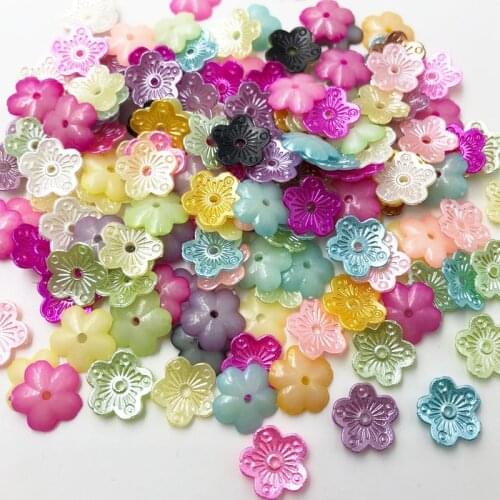 100 pcs Mix Flowers Pearl Bead Wedding Scrapbooking Embellishments Craft 11 mm