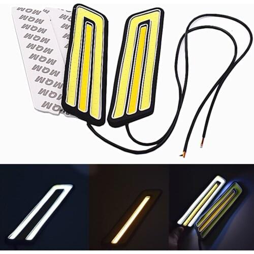 2pcs/lot U type 6000K White / Yellow COB Led Daytime Running Light DRL Headlight Fog Lamp DC 12V Car Light Source U Shape lights