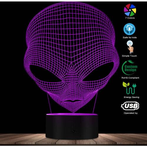 3D Pop-eyed Alien Collection Instinct LED Optical Illusion Novelty Night Light Color Changing LED Light Cartoon Night Lights