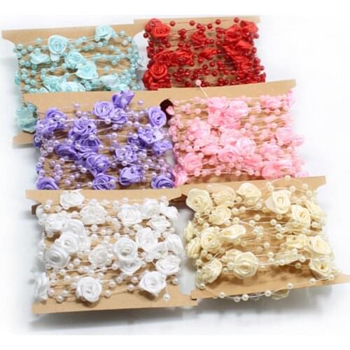 5 Meters Fishing Line 4mm Artificial Pearls Beads Chain Garland Rose Flowers DIY Bridal Tiara Wedding Party Decoration Supplies