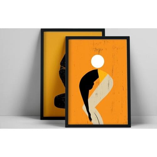 Abstract Woman Figure Print, Female Body Wall Art Print, Minimalist Set 2 Prints, Modern Figures of Dancing Women, Feminine Bea
