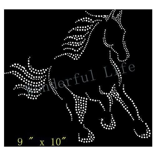 Free Shipping Beautiful Horse Rhinestone Iron on T Shirt Design Motif Design