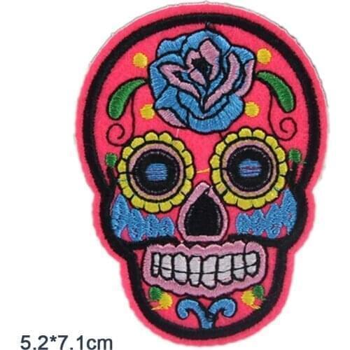 Flower Skull Skeleton Embroidered Clothes Patch For Clothing Iron On Fabric Patch Cloth Applique