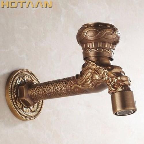 Long garden use Bibcock faucet tap crane Antique Brass Finish Bathroom Wall Mount Washing Machine Water Faucet Taps YT-5164-B