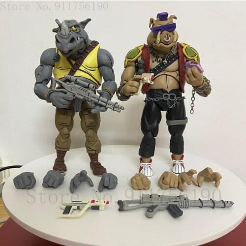 Turtle NECA Action Figure Shredder Michelangelo Foot Solder Donatello Krang Anime Bebop Rocksteady Turtle Figure 18CM 2PCS/Set