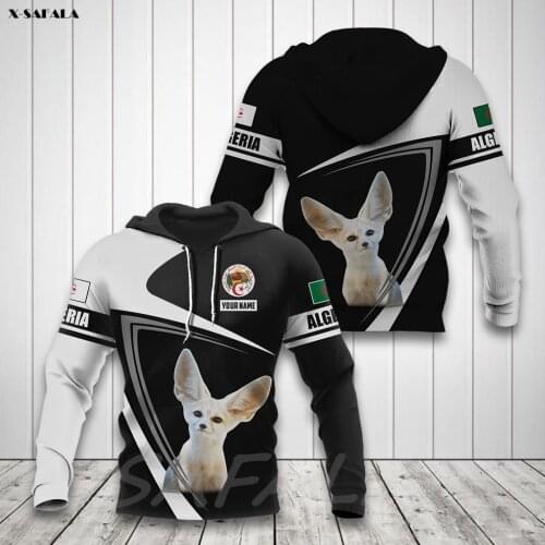 ALGERIA COAT OF ARMS FENNEC FOX Country Flag 3D Printed Man Female Zipper HOODIE Pullover Sweatshirt Hooded Jersey Tracksuits