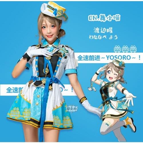 Hot Anime LoveLive!Sunshine!! Watanabe You Cosplay Costume Aqours Train Awakening Uniform Suits Female Role Play Clothing