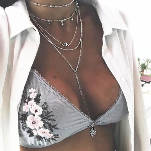 Hot New Bohemian Multilayer Geometry Alloy Pendant Necklace For Women Vintage Fashion Metal Chain Jewelry Wholesale