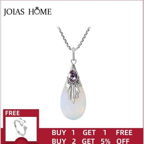 JoiasHome 925 Sterling Silver Pendant Beautiful Moonstone Teardrop Water Drop Pear Necklace Silver Elegant Ladies Party Gift