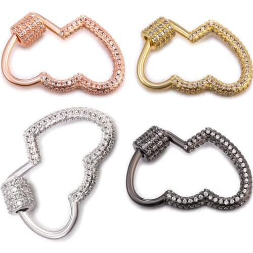 JUYA Love carabiner design luxury zircon spiral buckle pendant necklace handmade advanced DIY copper jewelry accessories