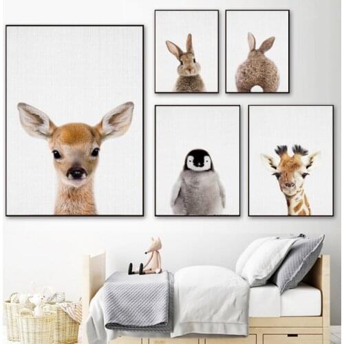 Giraffe Rabbit Animal Posters and Prints Wall Art Canvas Painting Nursery Decorative Picture Nordic Style Kid Bedroom Home Decor