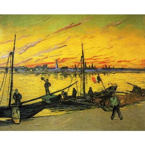 High quality Vincent Van Gogh paintings for sale Coal Barges Canvas art hand-painted