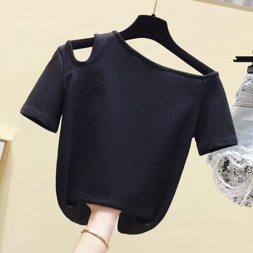 Korean summer Hollow out top Short Sleeves T Shirt Top Female Tshirt Slim solid Women Fashion T-Shirt women sexy tops