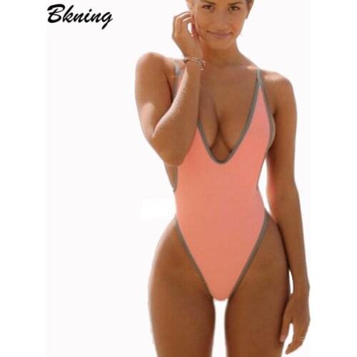 Bkning Thong Swimsuit One Piece Swimwear Women Swimming Suit Female Bathing Suit High Cut Monokini Sexy Beach May Swim Suits