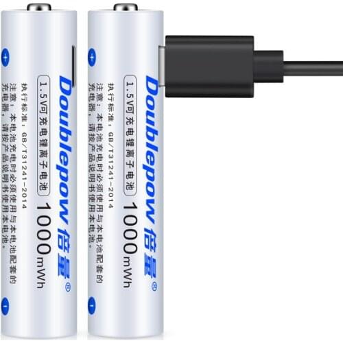1.5V 1000mWh Li-ion AAA Battery with USB Charging Cable Rechargeable Bateria for Wireless Mouse Torch Toy Pre-Charged Batteries