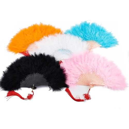 Lolita Feather Folding Fan Japanese Sweet Fairy Girl Dark Gothic Court Dance Hand Fan Art Craft Gift Wedding Home Decoration